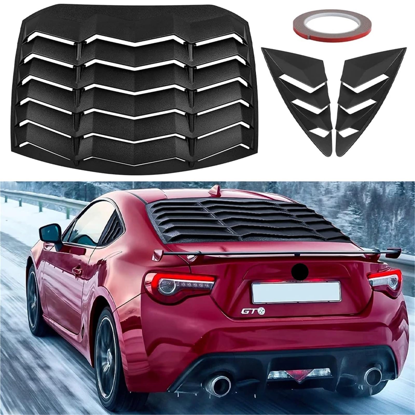 Rear+Side Window Louvers Compatible for Toyota 86/ Scion FR-S/Subaru BRZ 2013-2020 Sun Shade Cover in GT Lambo Style Fit All Weather ABS