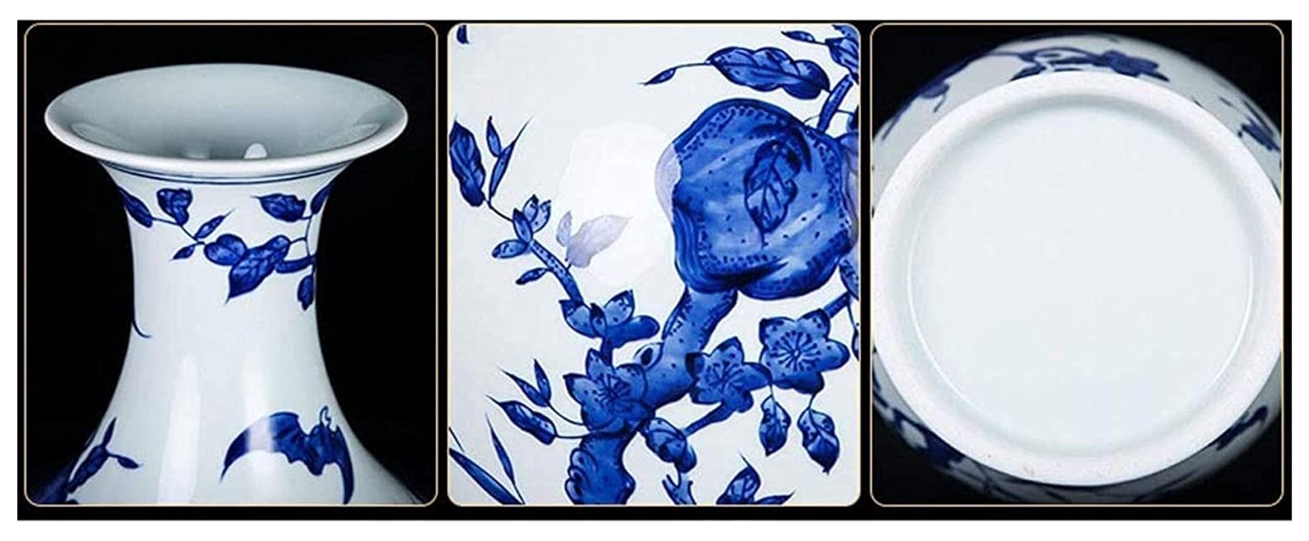 Vasen Vase aus Keramik, handgefertigt, blaues und weißes Muster, Büro- und Wohnaccessoires for Blumen