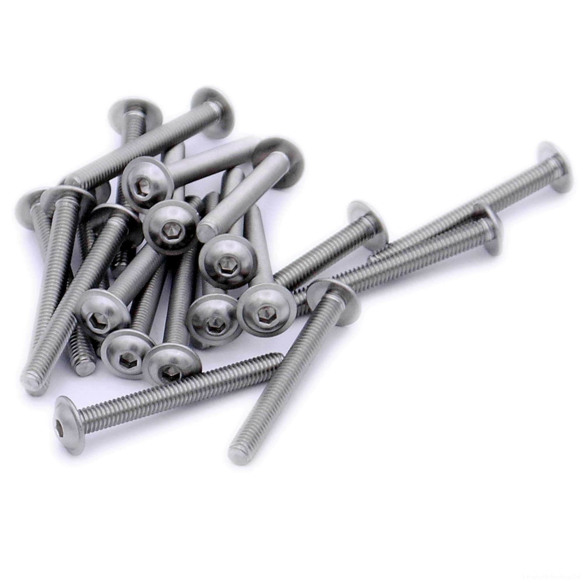 Singularity Supplies Silver M3 (3Mm X 12Mm) Flanged Hex Socket Button Machine Screw (Bolt) - Stainless Steel (A2) (Pack Of 20)