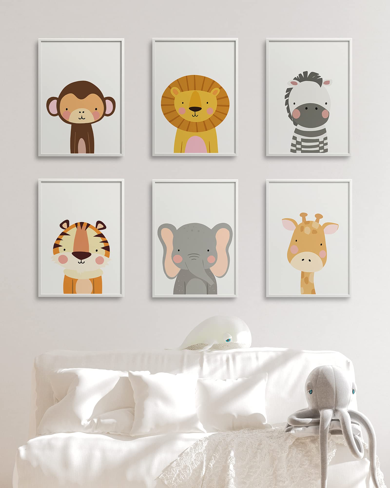 Hambient Laminas Decorativas Infantiles para Cuadros Habitacion Bebe, Niño, Niña - Decoracion Pared Dormitorio Juvenil - 6 Posters 30x40 cm SIN Marco (Animales Safari Africa)