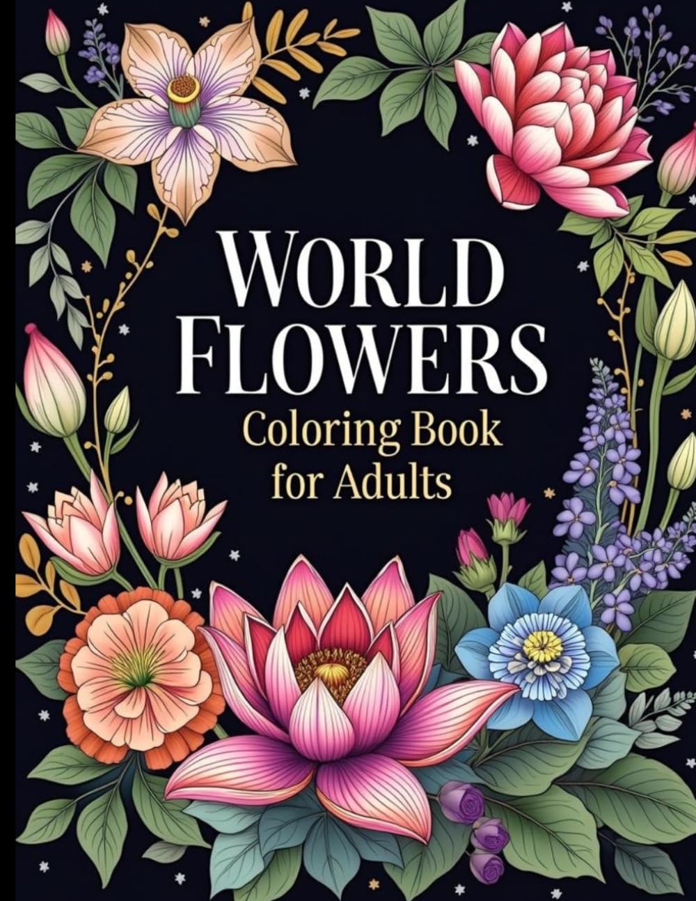 World Flowers Coloring Book for Adults: A Global Journey of Botanical Beauty for Adult Relaxation