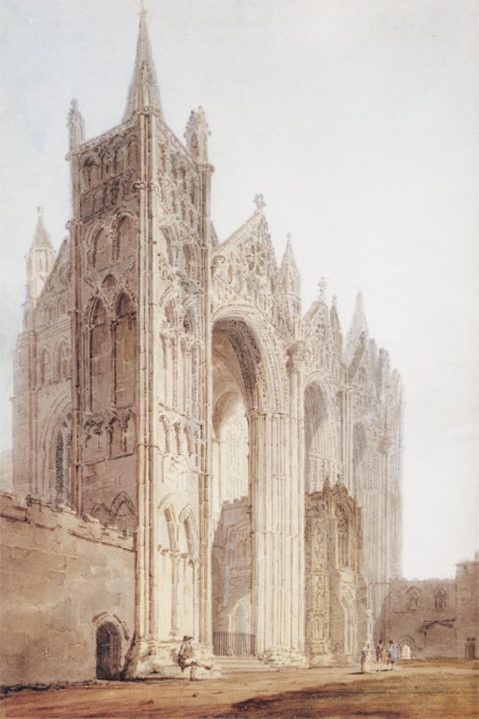SERENDIPITP Retro Picture Poster Wall Art Pictures Painting the West Front of Peterborough Cathedral by Thomas Girtin Wall Art Canvas Print for Wall Decor 60x90cm