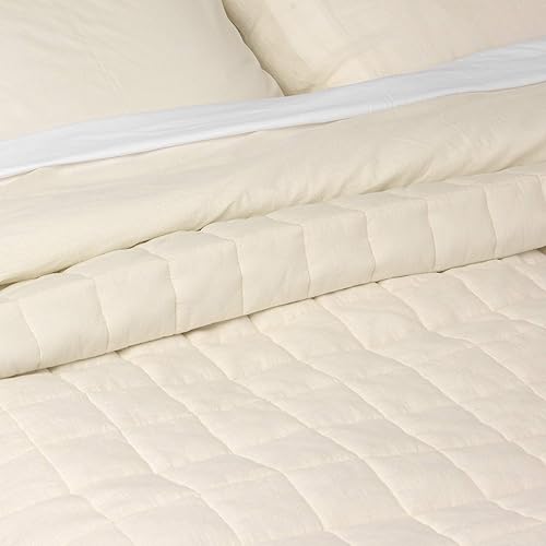 Miniatura 9 de Best Home Fashion Edredón copetudo de lino y algodón, elegancia casual, ropa de cama ligera y elegante, manta-QUEEN-NATURAL-88 pulgadas de largo x