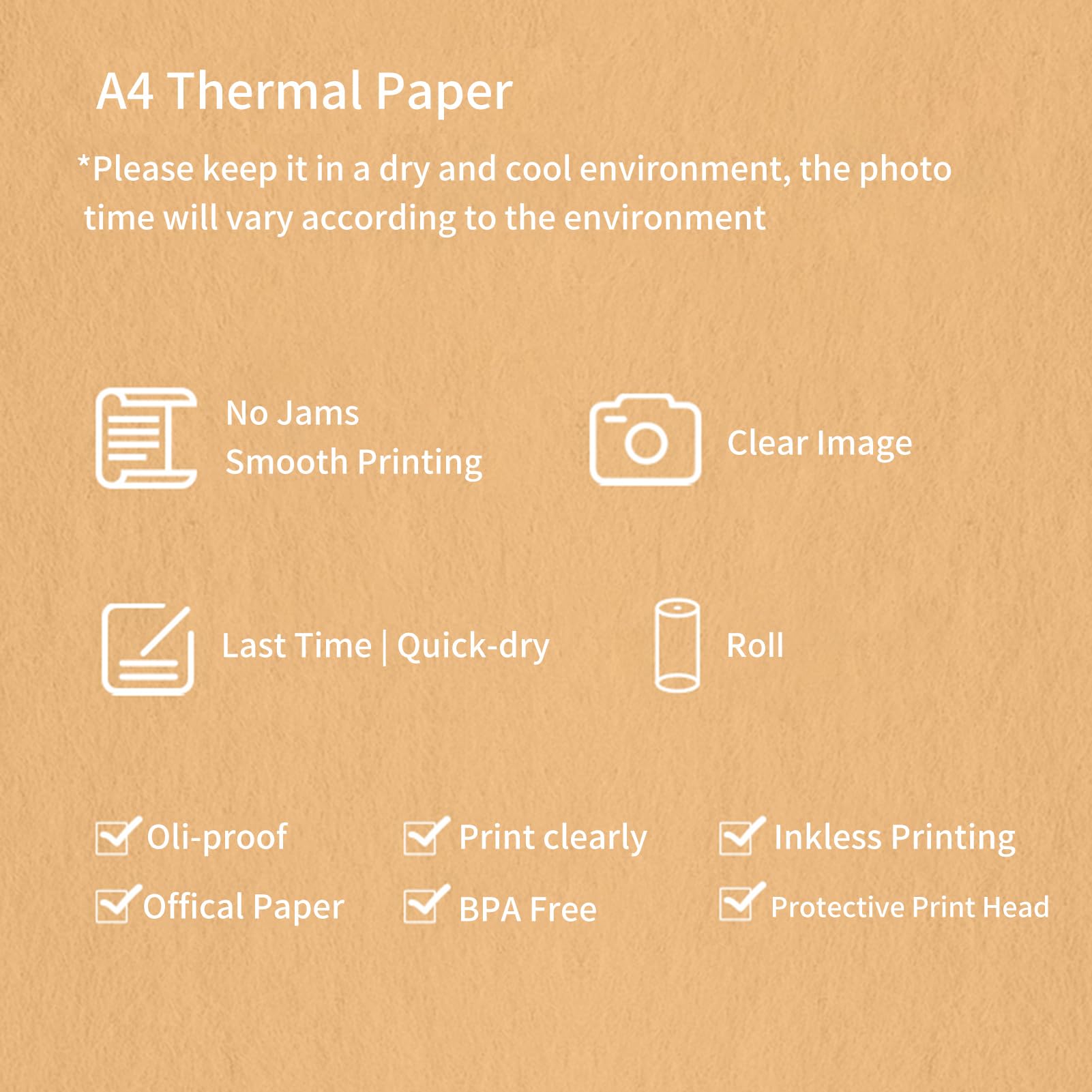Bisofice Lot de 10 rouleaux de papier thermique A4 pour imprimante thermique A4, sans BPA, pour photos, notes et documents, environ 22 feuilles/rouleau
