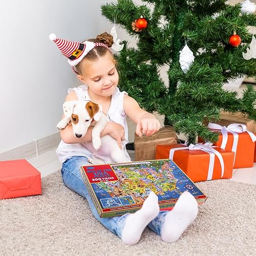 Miniatura 6 de Rompecabezas de 200 piezas de mapa de Estados Unidos para niños de 4 a 8 años, rompecabezas de mapa de Estados Unidos para niños y mayores, juguetes