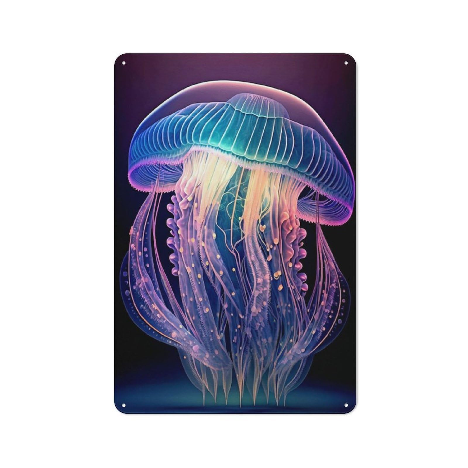 Junmoney Jellyfish Kitchen Metal Sign 30X20cm, Country Style Kitchen Wall Decor For Restaurant, Kitchen, Counter Or Breakfast Nook