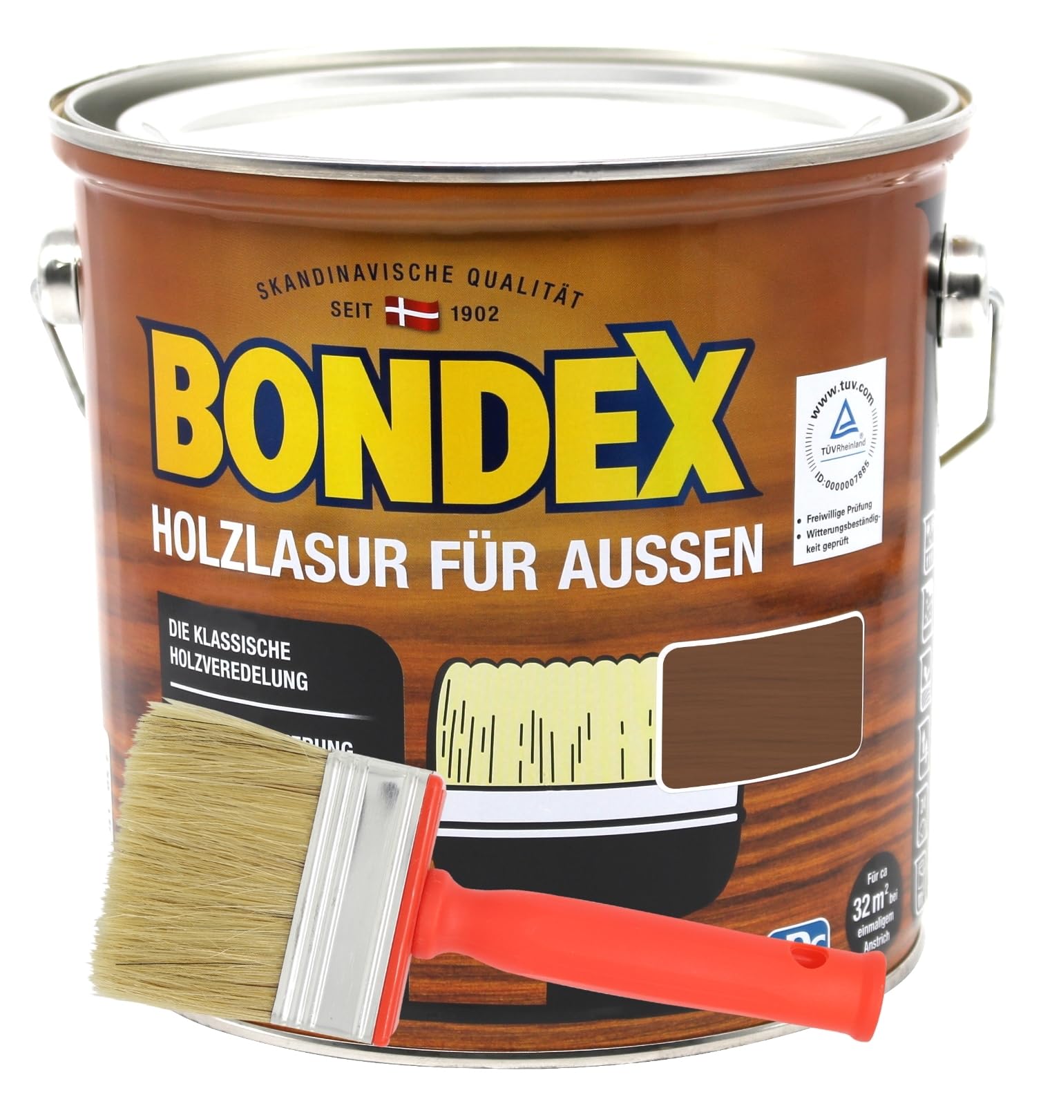Bondex Holzlasur für Aussen 4L inkl. Flächenstreicher (nussbaum)