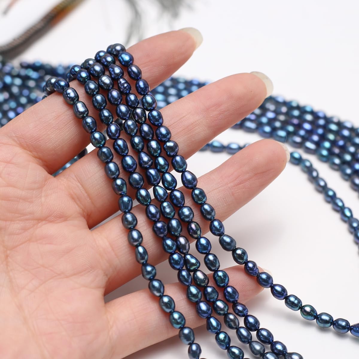 Natural Pearl Beads Rice Shape Cultured Freshwater Black Pearl Beads for DIY Women Jewelry Making Neckalce Craft Gift 5-6mm