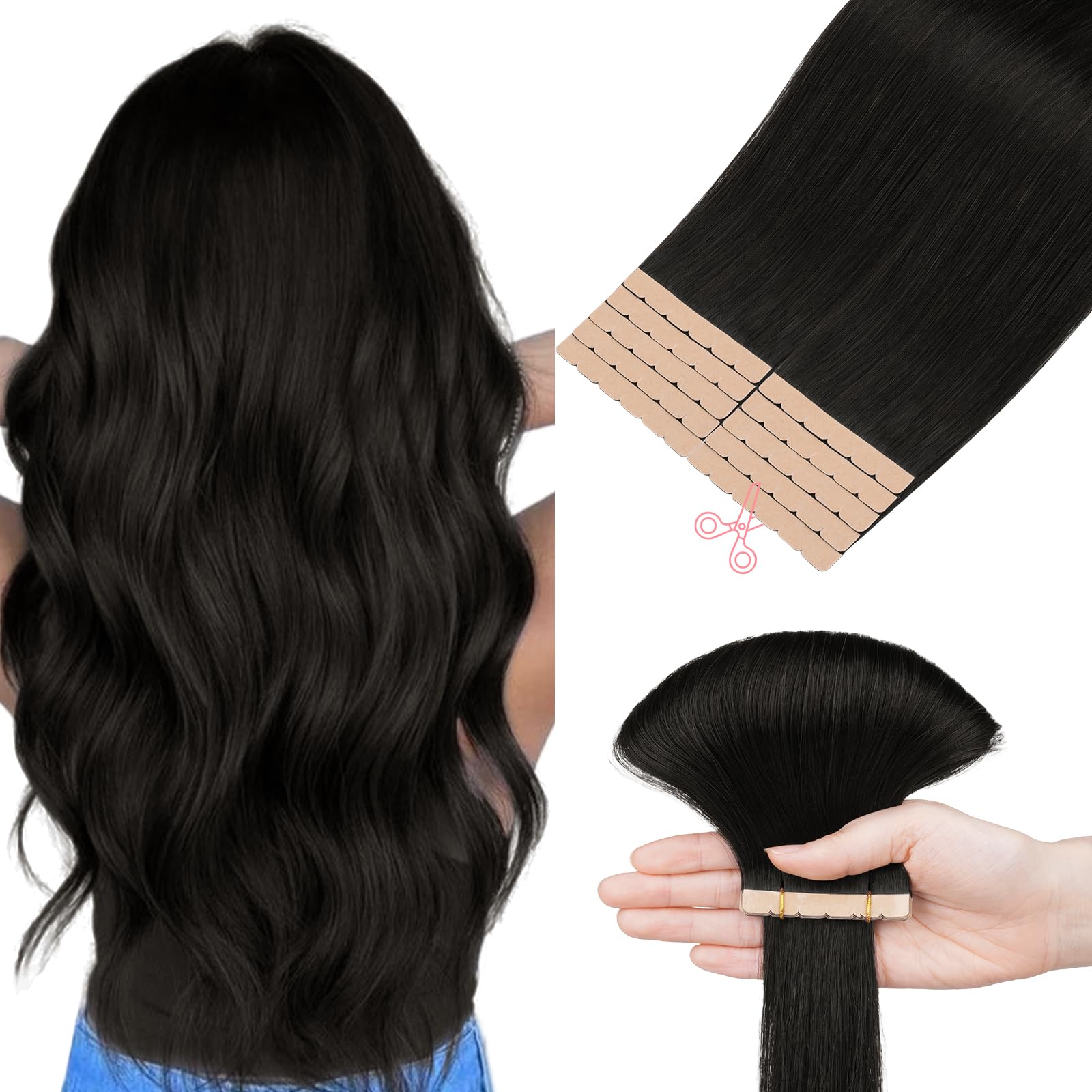 Tape in Hair Extensions, hotbanana Real Human Tape Hair Extensions Black Brown Blonde Ombre Balayage Straight Hair Extensions Remy Hair Extensions