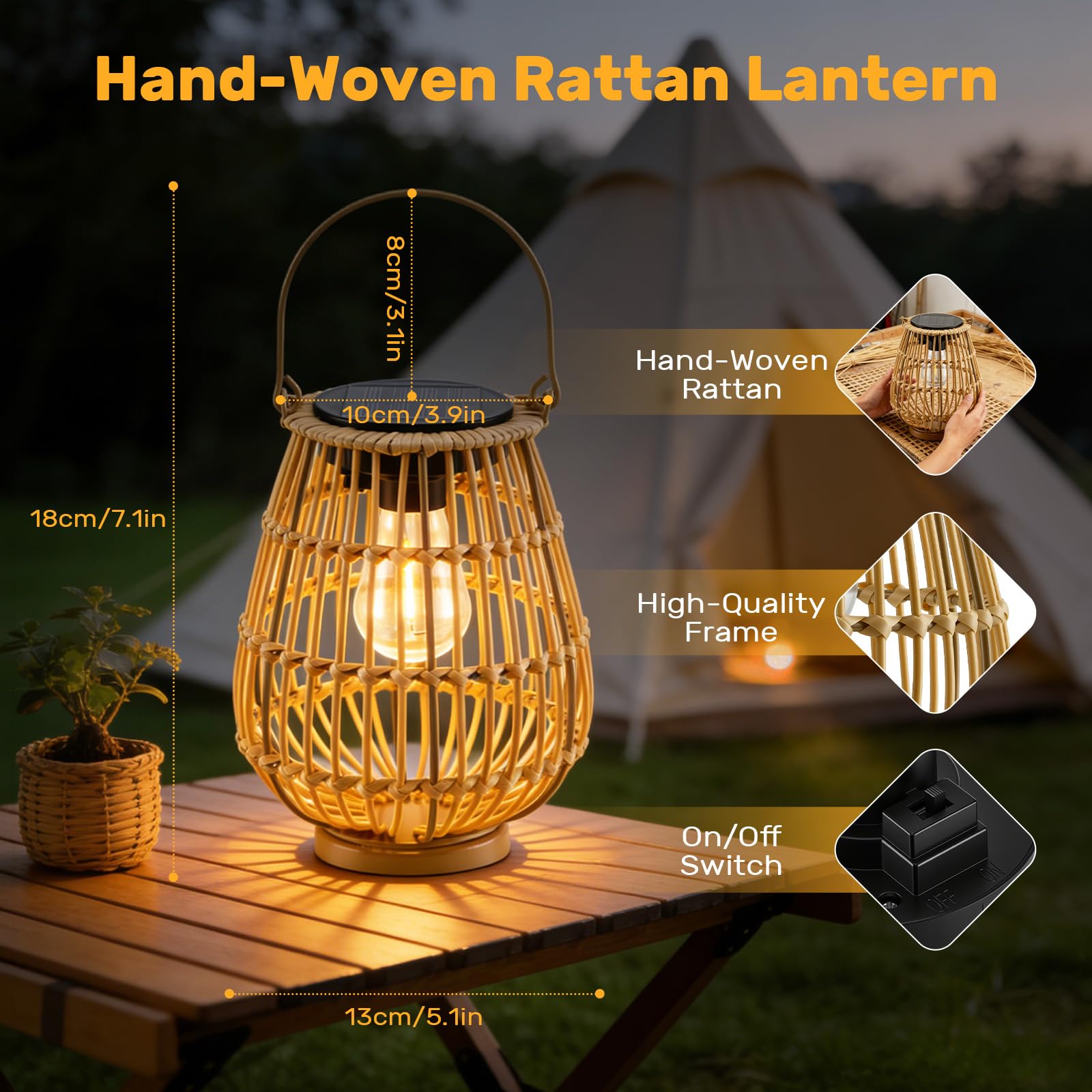 Lanterna solare da giardino, 2 pezzi, lanterne da giardino per esterni, lampade solari da appendere o da terra, IP44 resistente alle intemperie, luci solari per balcone, terrazza