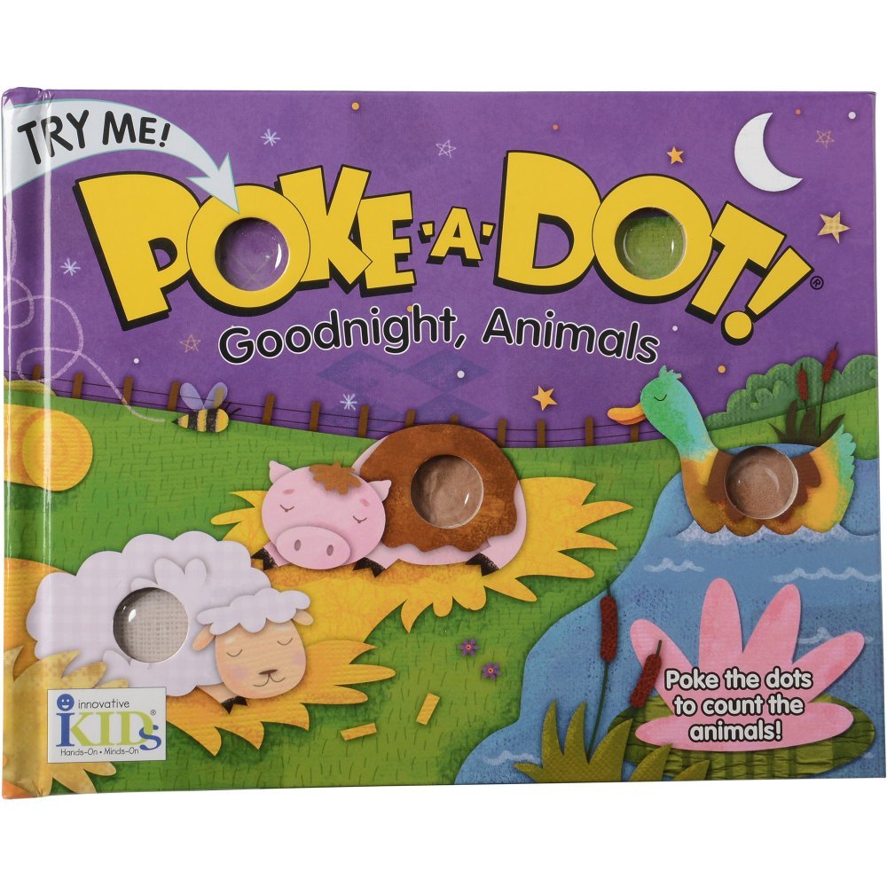 Constructive Playthings INN-46 Goodnight, Animals Poke-A-Dot Counting Board Book, Grade: Kindergarten to 3