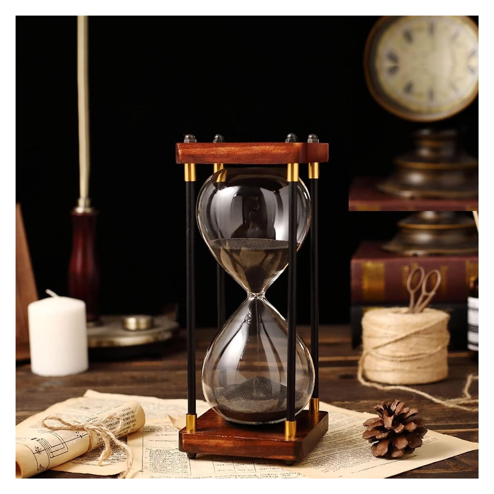 Reloj de Arena, Temporizador de Arena, Reloj de con Temporizador y Doble protección for niños, Asistente de gestión del Tiempo, Regalo Creativo.(Black,30 Minutes)