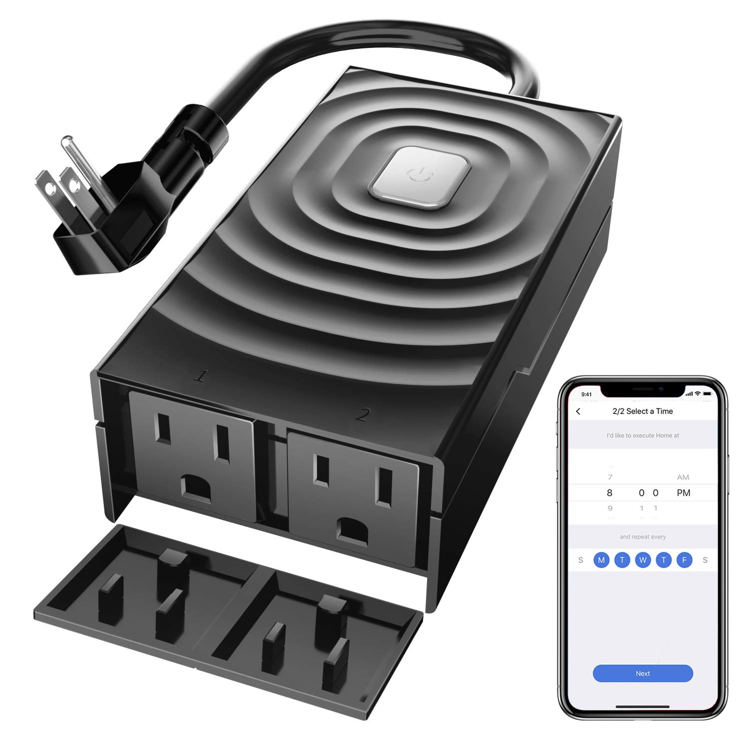 Refoss Waterproof Smart WiFi Plug, Outdoor and Indoor Outlet with 2 Grounded Sockets, Remote Control, Timer, Compatible with Alexa, Google Home, FCC & ETL Certified