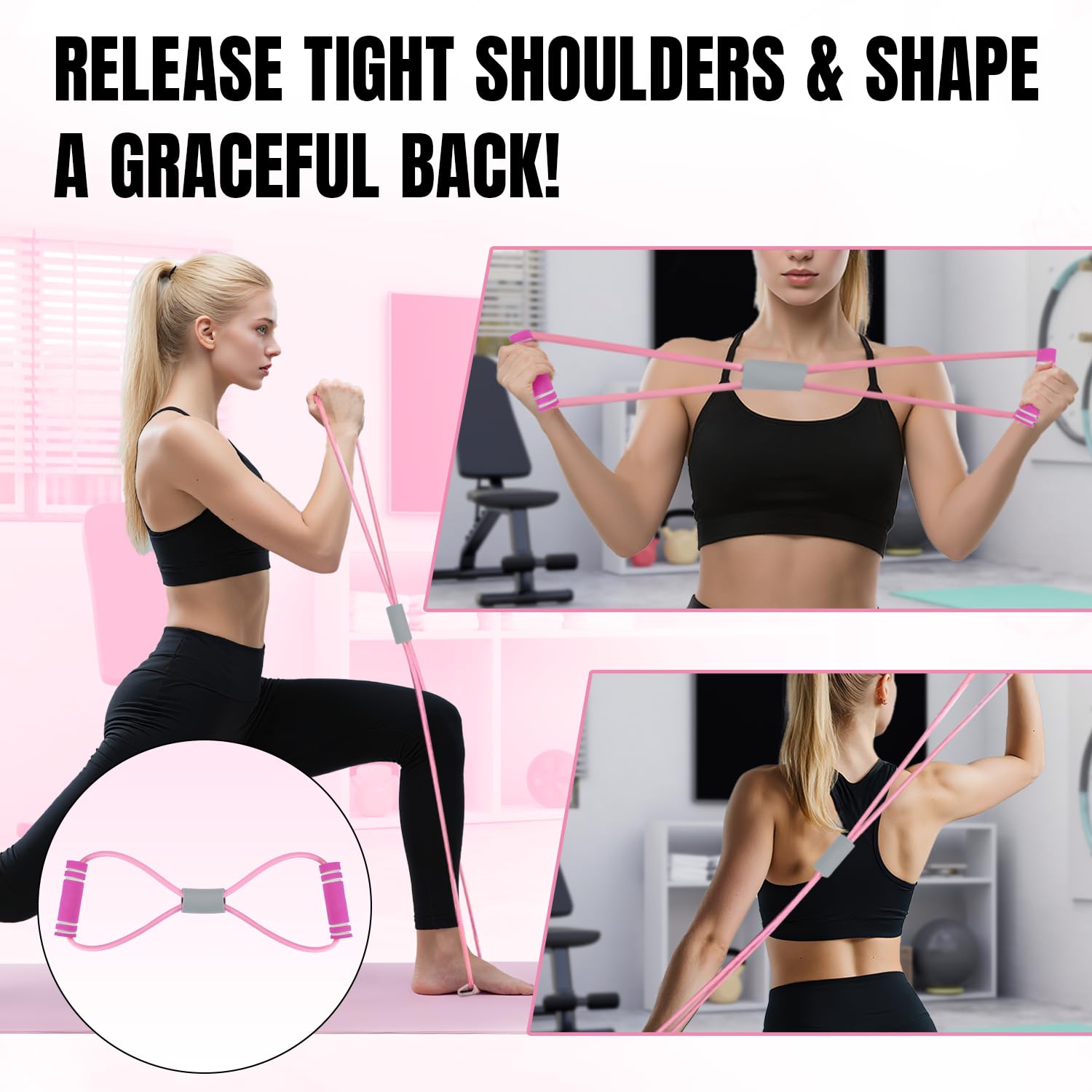 Set di Anelli da Pilates - 6pcs, Cerchio Magico con Maniglie Imbottite Doppie, Kit di Anelli per Pilates con Palla da Yoga, Fascia di Resistenza, Cerchio Pilates Set di Yoga per Casa