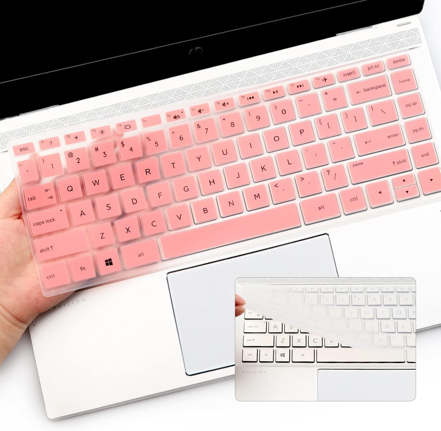 I-Tensodo Keyboard Cover Compatible 2020 2019 2018 HP 14 Inch Laptop/HP Pavilion X360 14M-BA 14M-CD 14M-DH 14-BA 14-BF 14-CM 14-CF 14-DF 14-DF 14-DK 14-DS 14-DQ Series Protective Case GradualPink - View #7