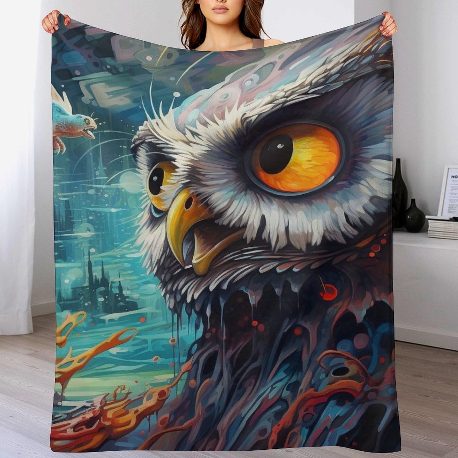Couverture polaire hibou pour canapé et lit lors des soirées