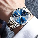 OLEVS Montres pour les hommes de luxe analogique Casual en acier inoxydable couple Hommes Montres Diamant Big Face Business Classique Simple Imperméable Montres de robe pour les Hommes de mode Hommes Montre Quartz Wrist Hommes avec la date