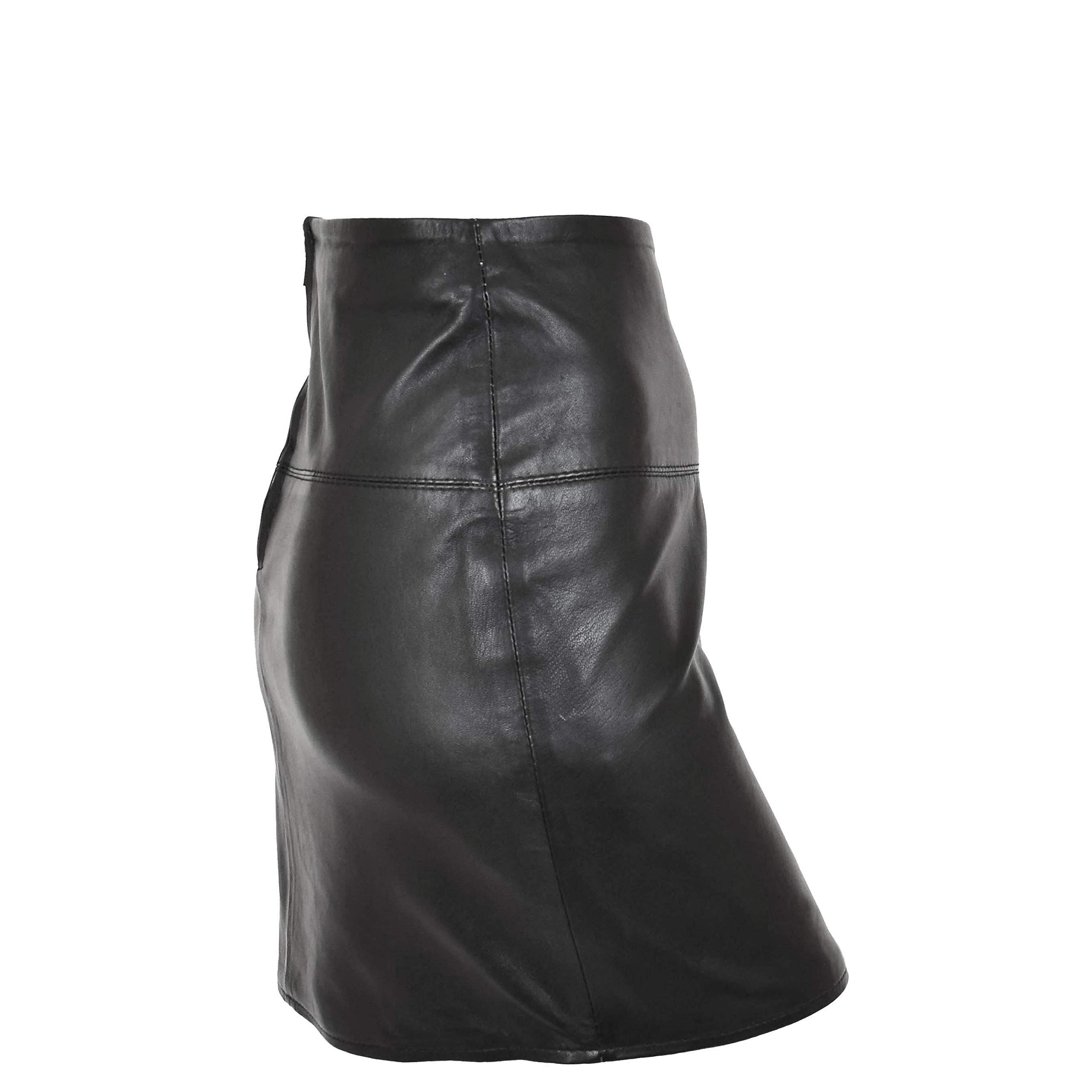 Minigonna da donna in pelle, 40,6 cm, per club, ufficio, abbigliamento casual, SKT5 nero