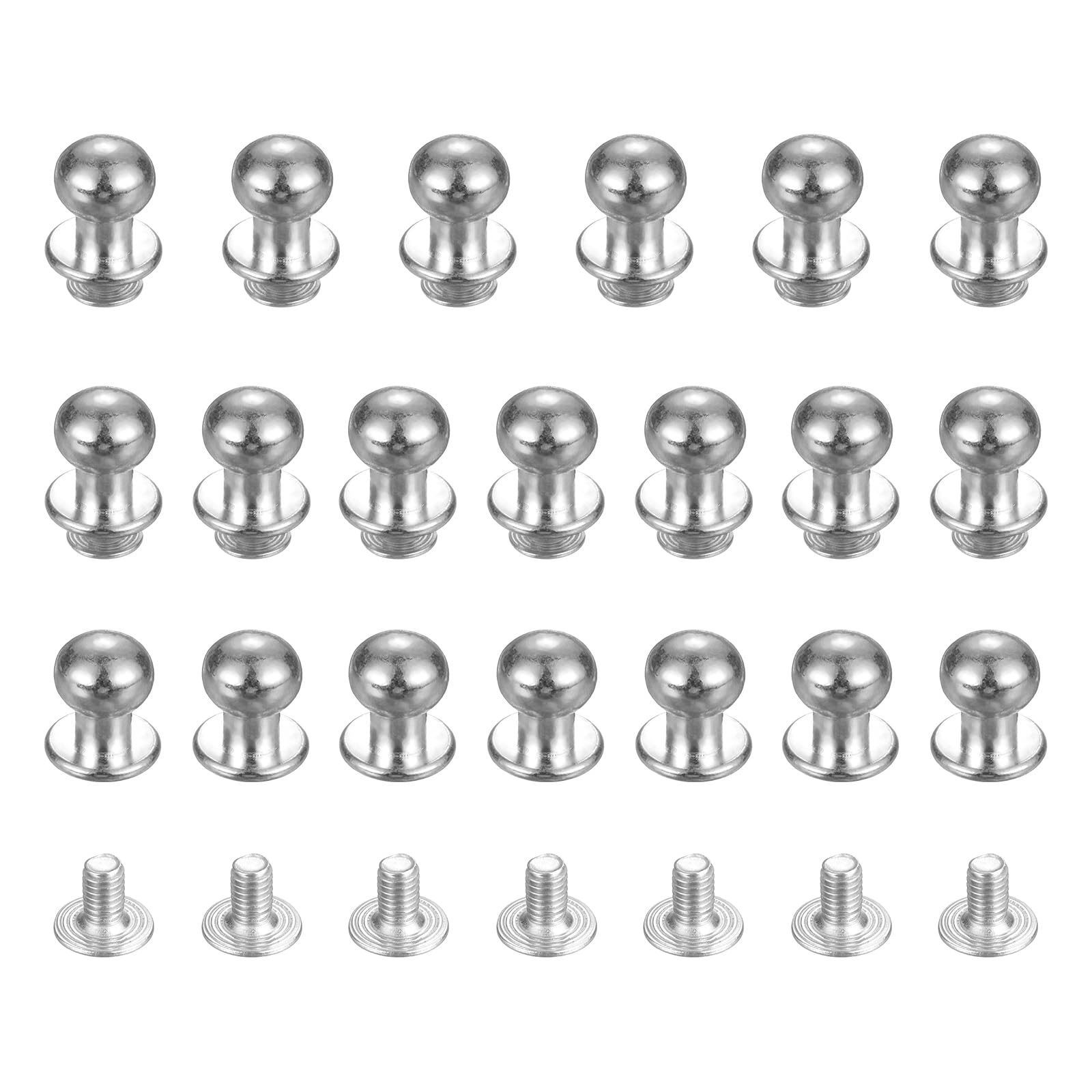 TIXIPEM 9mm Ball Head Stud Rivets Screw Back [20Pcs] - Metal Round Head Button Nipple Rivet Use for Bag & Belt & Handbag & Leather Craft & DIY Decoration - [Silver]