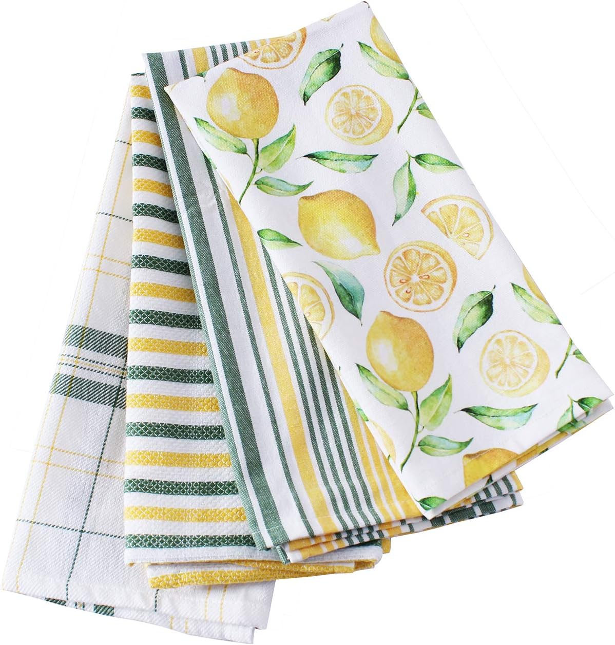 DII Kitchen Dish Towel Set 2 Lemon Bliss Yellow Green Lemon