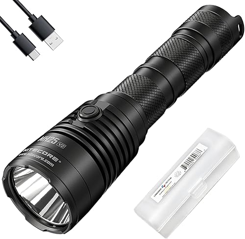 Nitecore Linterna táctica MH25 v2 de 1300 lúmenes, 519 yardas de largo alcance, USB-C recargable, con organizador Lumentac