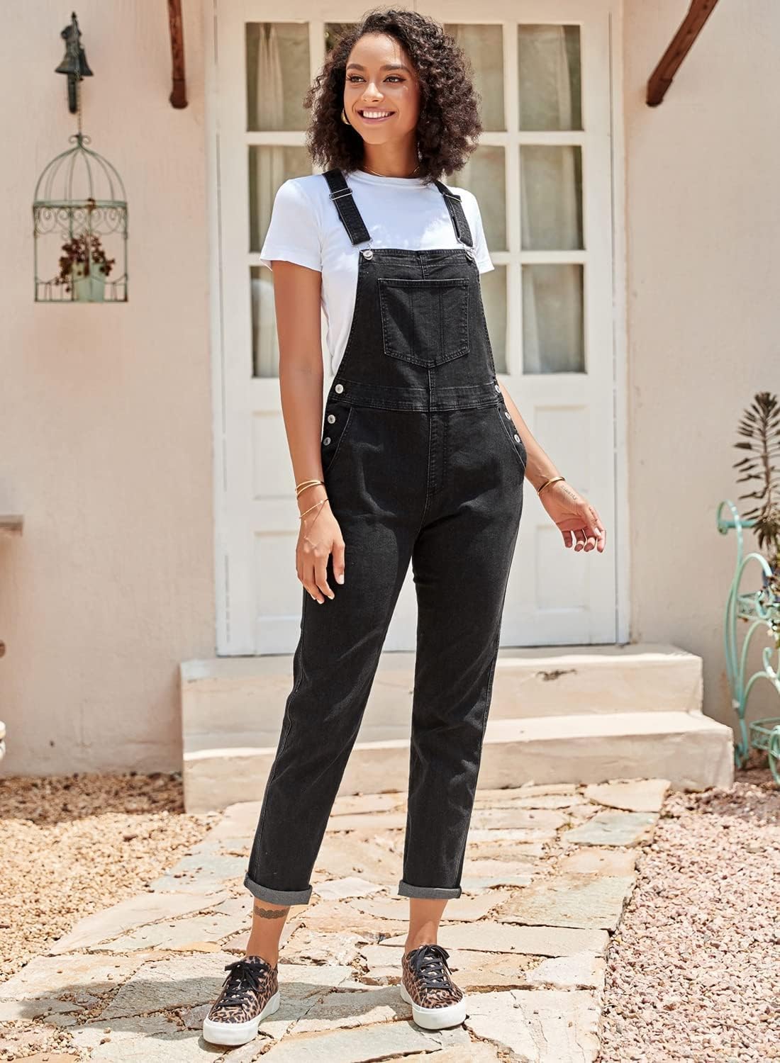 Vetinee Womens Classic Adjustable Straps Pockets Denim Bib Overalls Jeans Pants - Image 4