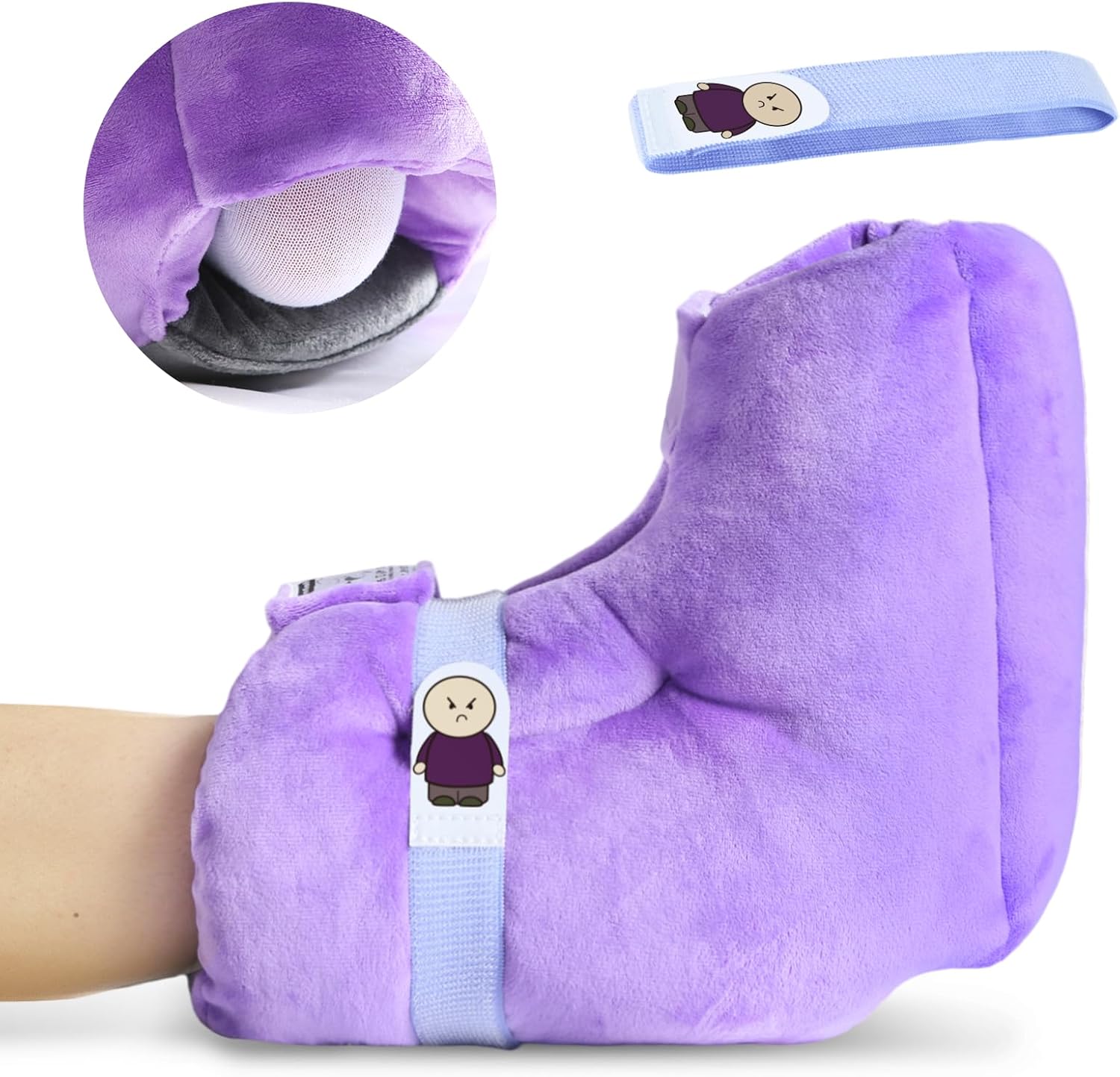 Velvet Heel Protector for Pressure Sores,Foot Pillow for Elderly/Bedridden Patients to Relief Heel Pain from Ulcers/Bedsore(Purple-Pack of 1)