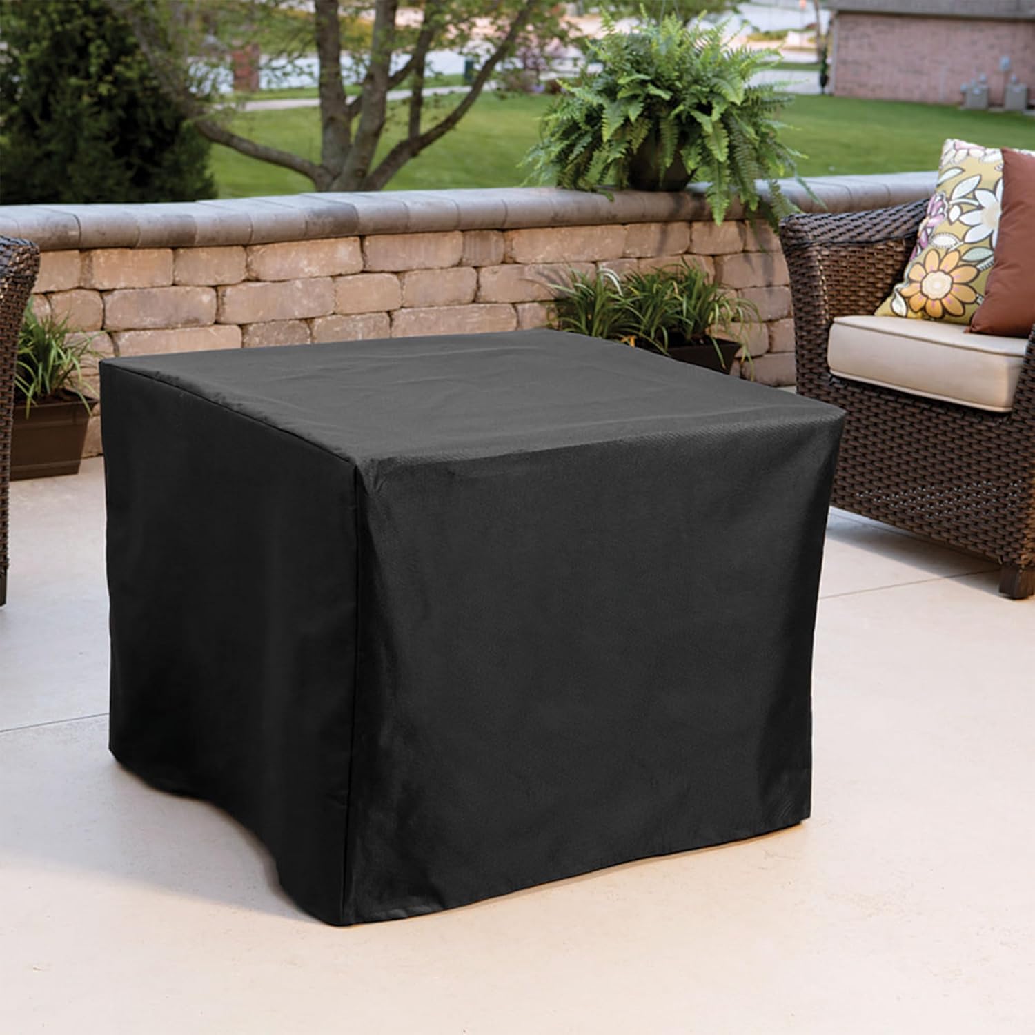 Endless Summer 30,000 BTU Liquid Propane Outdoor Home Patio Fire Pit Table with Fire Glass Rocks and Protective Cover, Black