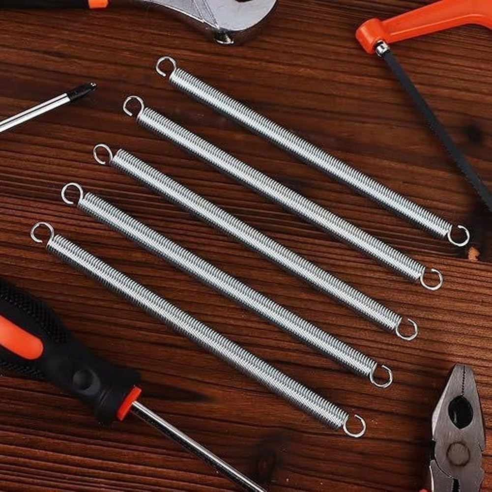 12 Pack Tension Springs 3.8 x 6.5 Inch, 0.047 Inch Galvanized Steel with Hook Ends Car Repair, Home and Factory Applications, Silver