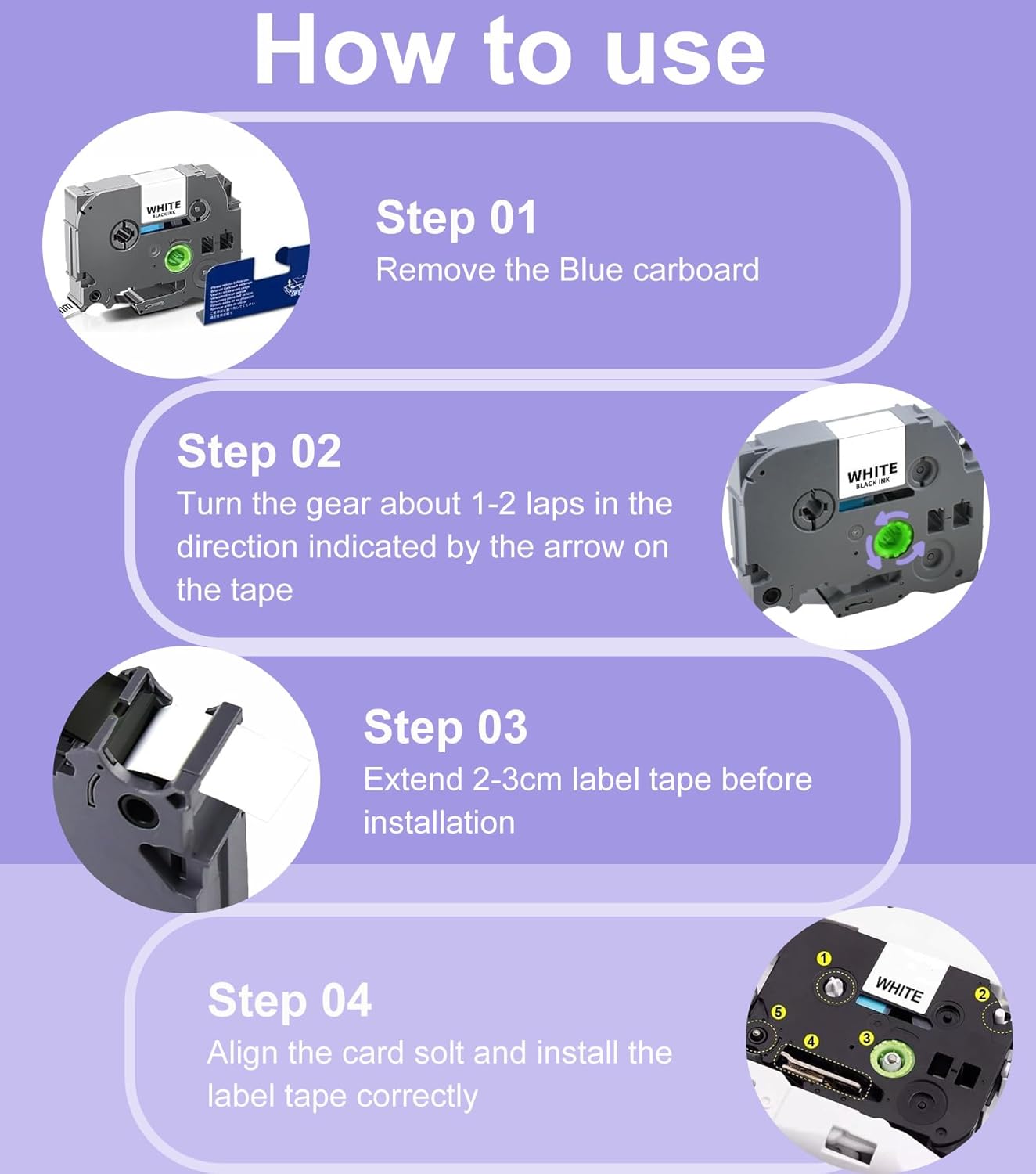 6 Pack P Touch Label Tape Compatible for BrotherTze-231 Tze-131 Tze-431 Tze-531 Tze-631 Tze-731 12mm 0.47 Inch Laminated, for Brother PT-H110 PTH110BP PT-H200BP Label Maker - Image 7