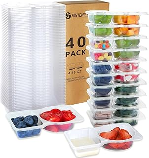 40 Sets Reusable Snack Containers With Lids, Double Compartment Snack Pack Containers, Portion Control, Meal Prep, Ideal For On-The-Go Mini Sauce Boxes & Lunchable Snack Packs For Kids