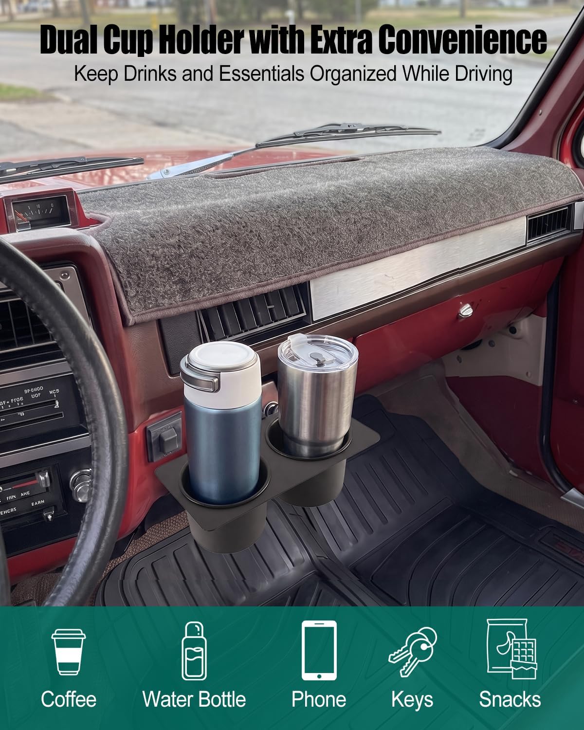 Truck Cup Holder Compatible with 73-87/91 C/K 10 20 30 Pickup