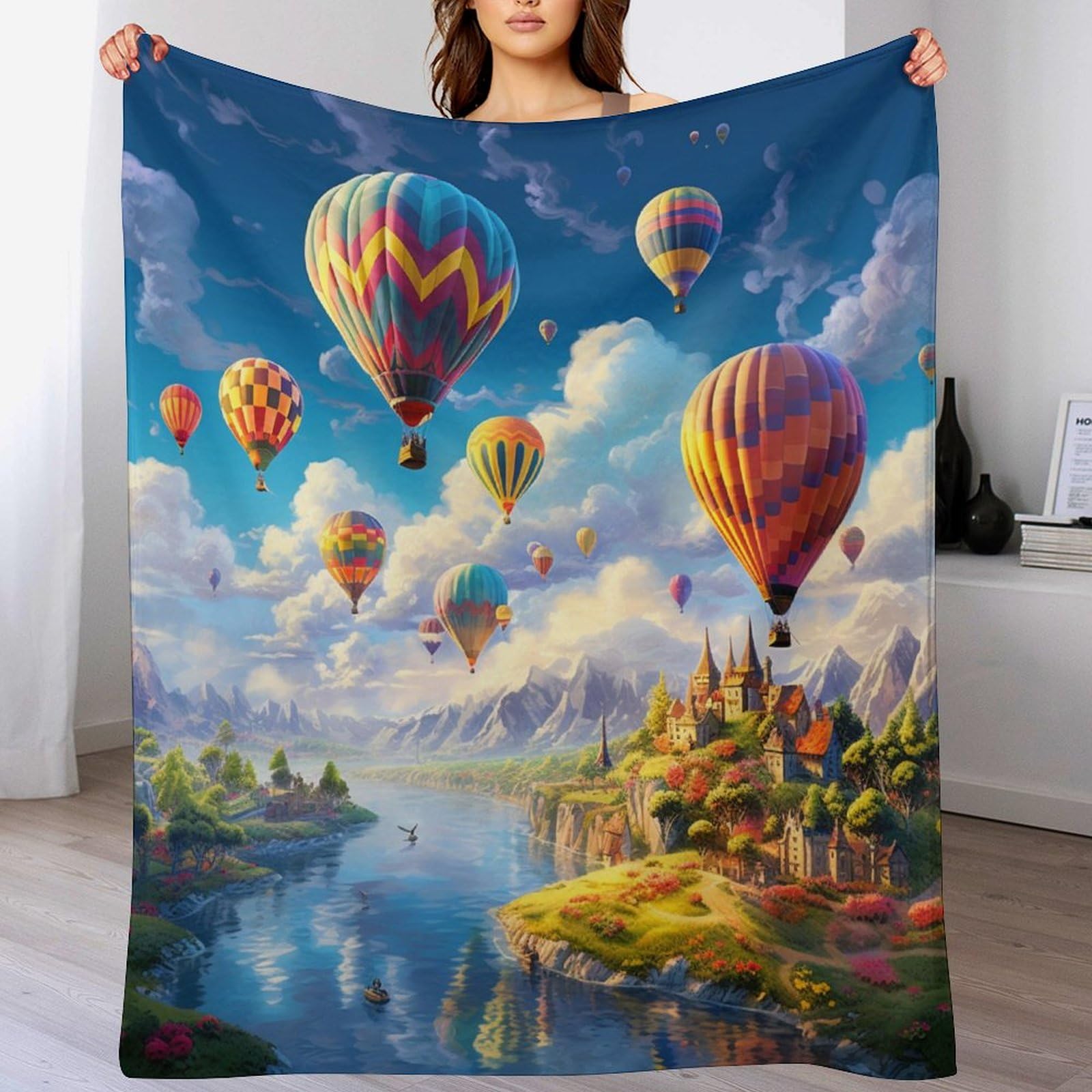 Couverture montgolfière polaire contre le froid canapé