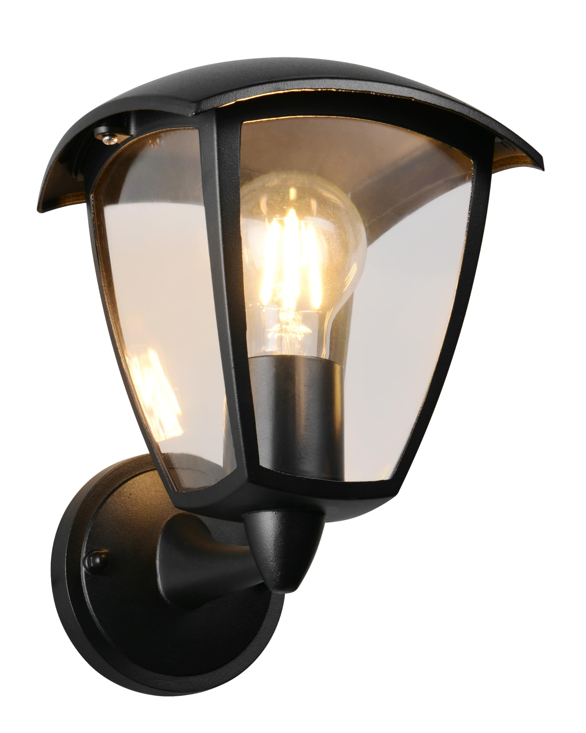 Trio Leuchten Außen Wandleuchte Venta 263260232, Aluminium Druckguss Schwarz matt, Kunststoff klar, exkl. 1x E27
