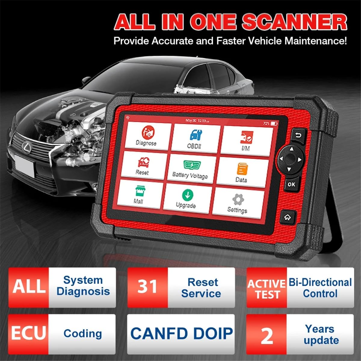 X431 CRP919E BT Samochodowe narzędzia diagnostyczne CAN FD DOIP ALL Systems ECU Coding Active Test 31 Resetuje DBScar VII Auto Scanner