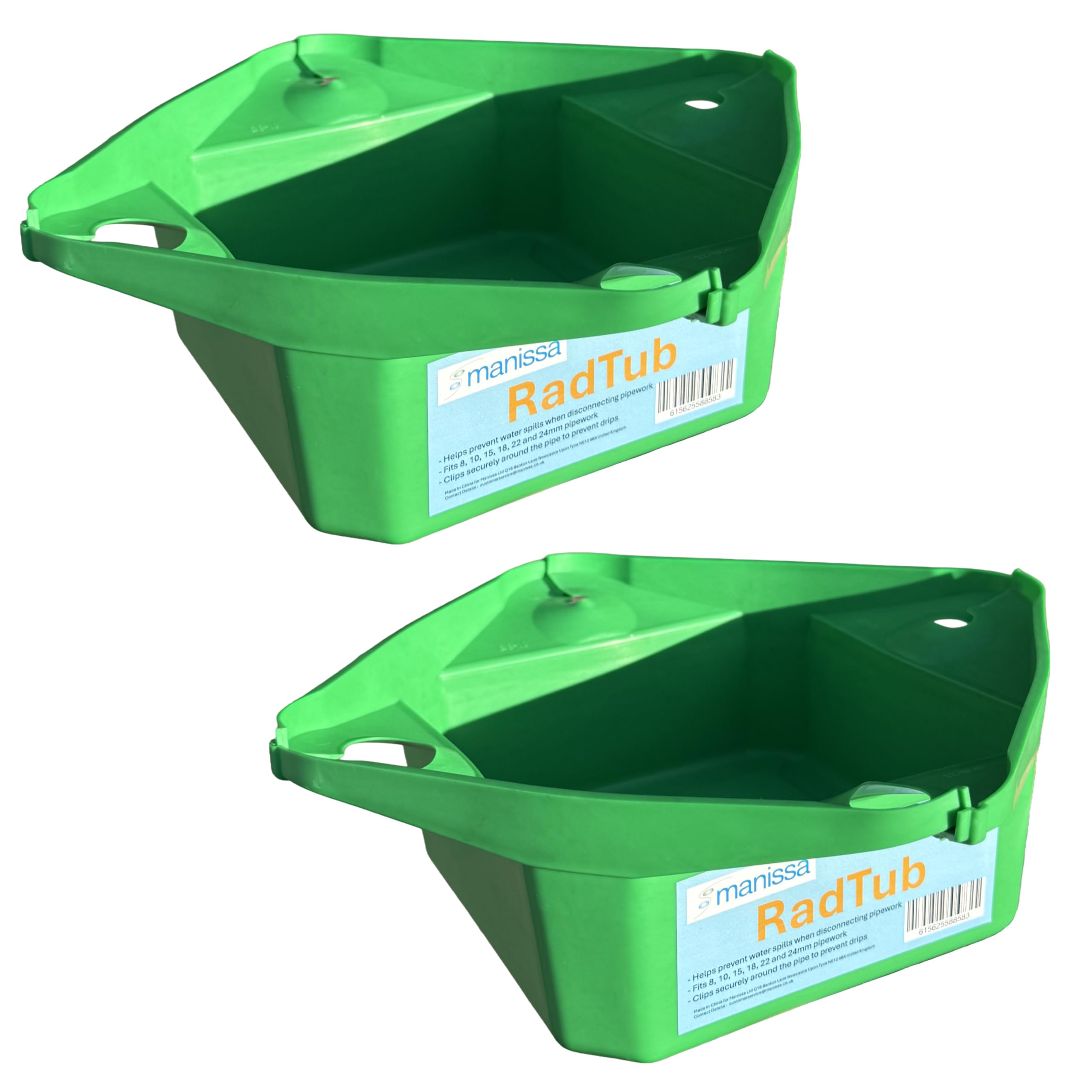 Manissa Green Radiator Draining Plumb Tub X2 Pack Tray Flexible Water Catcher 1.2L