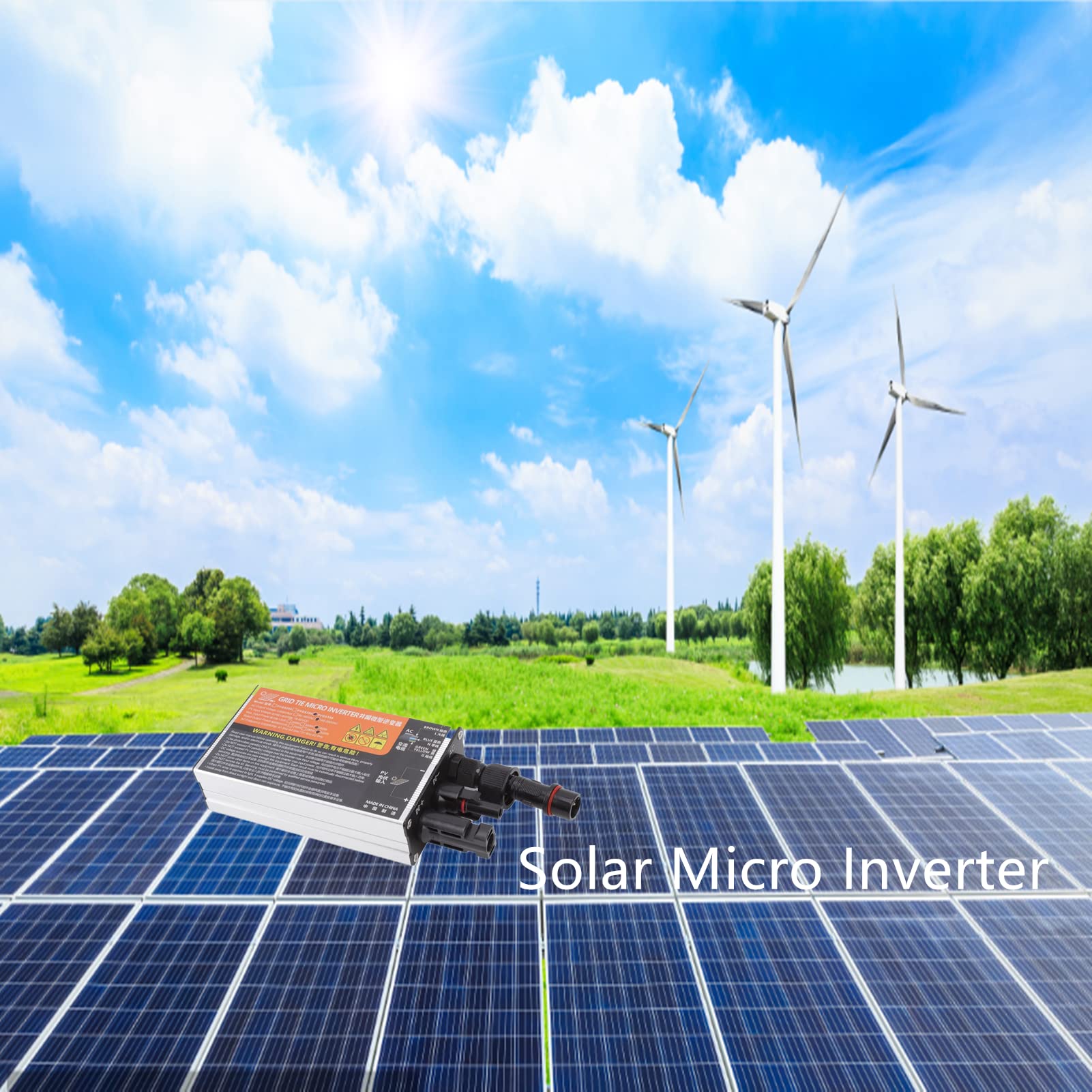 Zerodis Solar Micro Inverter Grid Tie Aluminiumlegierung Tragbarer Sinus-Solar Micro Inverter 18‑60 V Hohe Umwandlungsrate Wasserdicht Grid Tie Micro Inverter für Generationssysteme AC220V(350W)