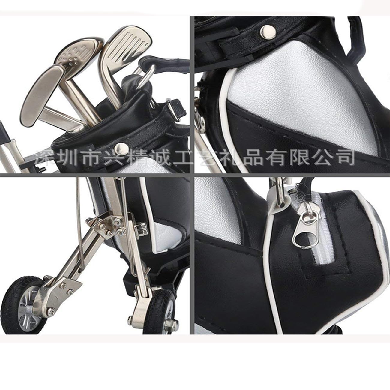 Portapenne da golf in alluminio con orologio, set regalo per scrivania con 3 penne