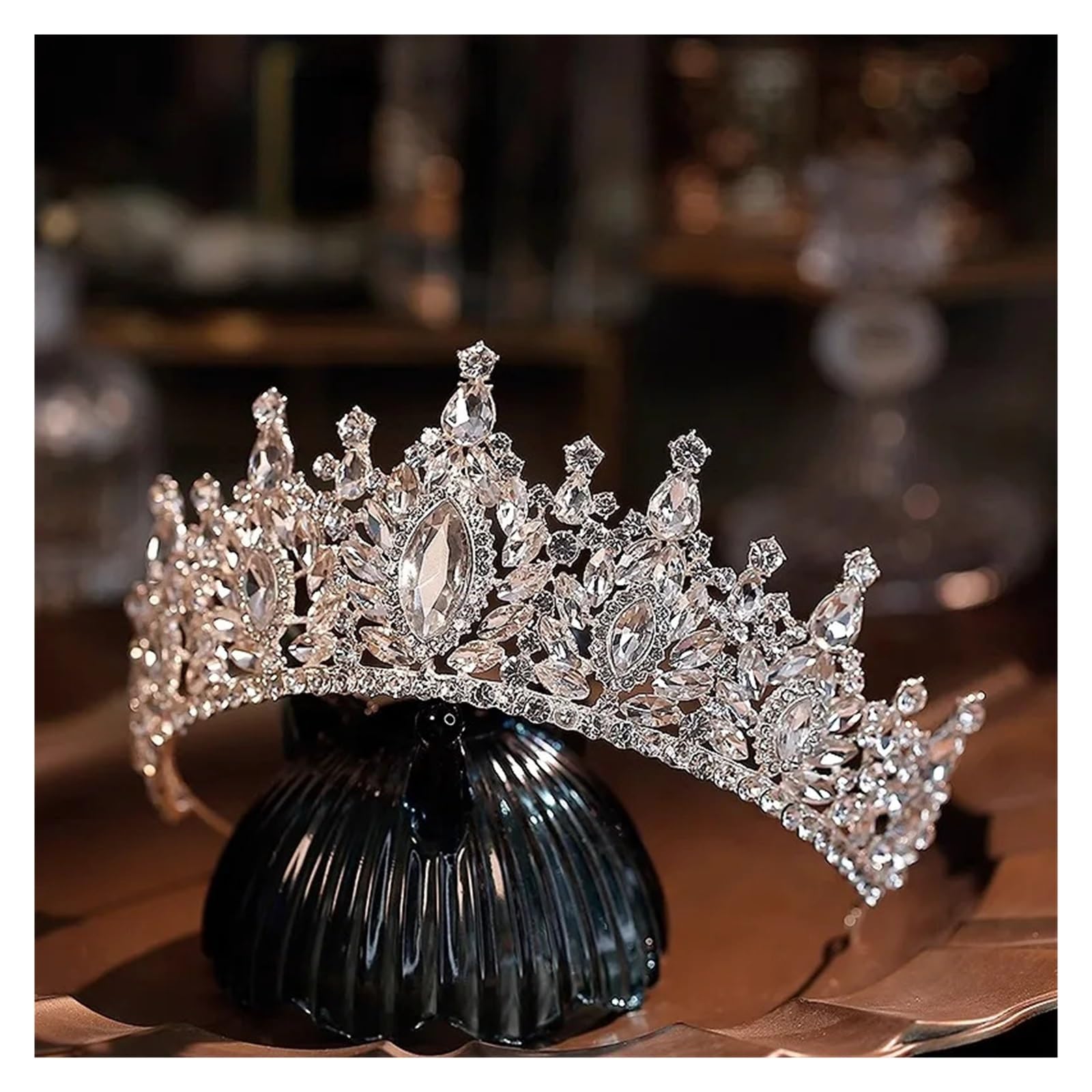 Corona di tiara cristallo con grande goccia d'acqua per Matrimonio Ballo