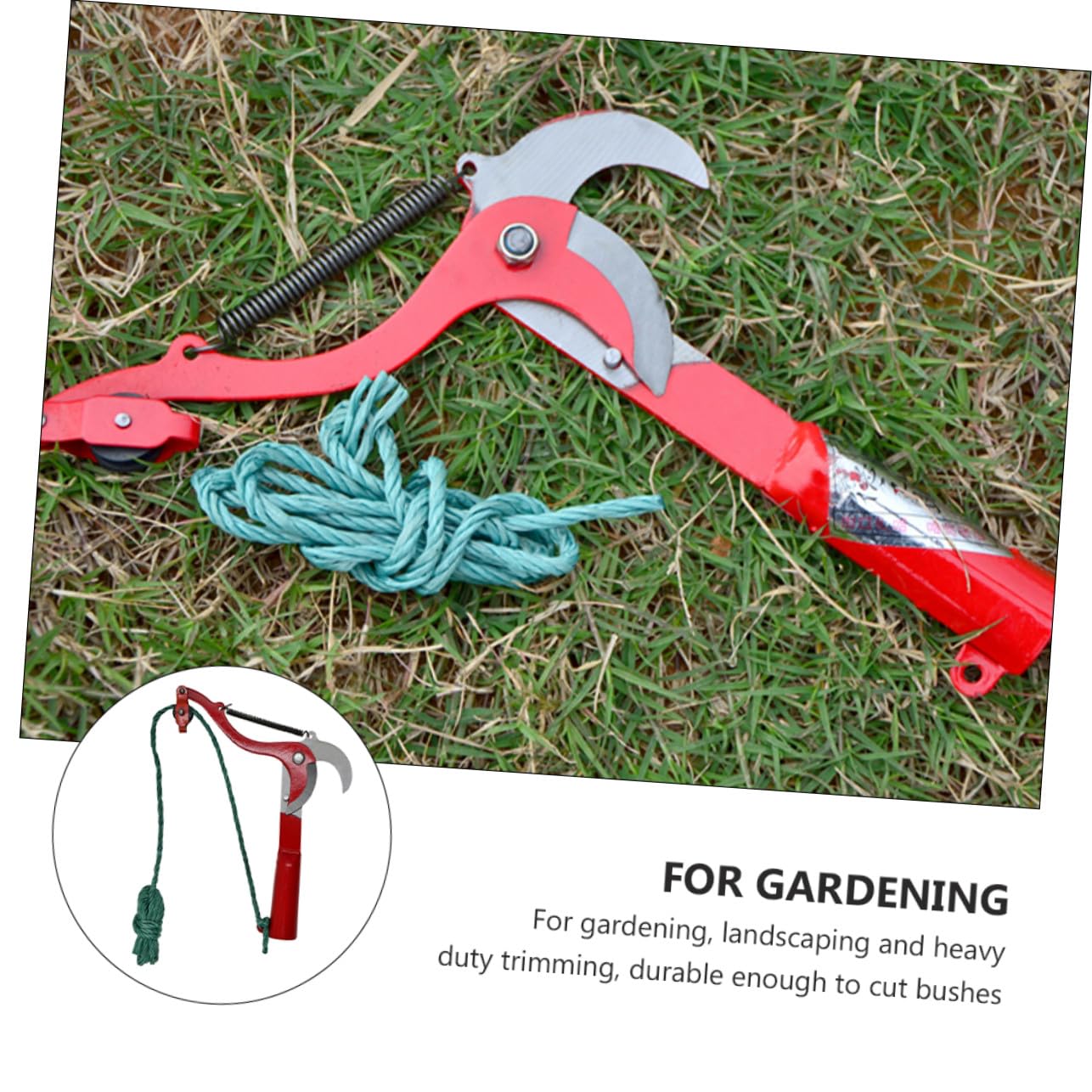 Pflanzenschneider Gartenschere ohne Stange aus Stahl, Rot für Zweige | Seil, Rebschere für Sträucher, Gartenschneidegerät mit Seil, Herbst Feier
