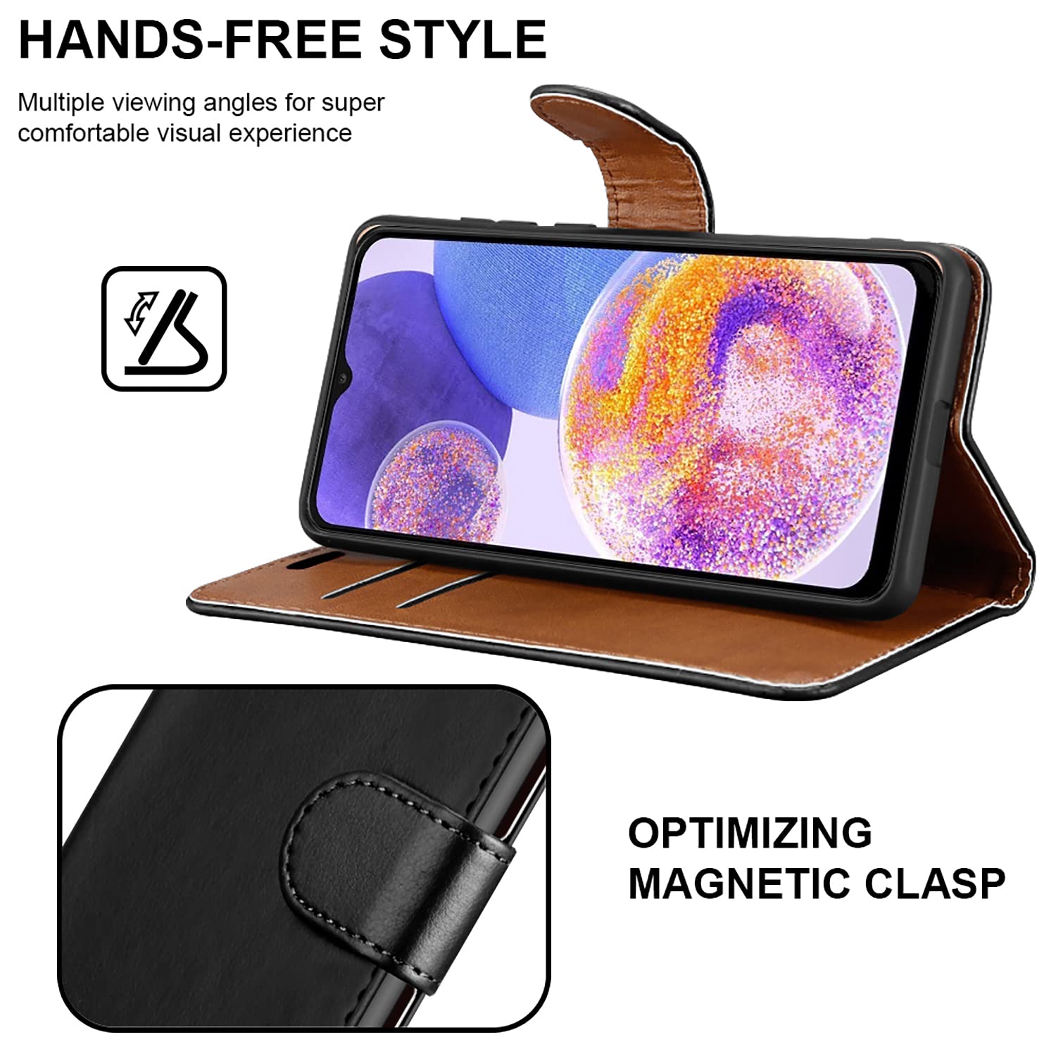 LEMAXELERS Custodia Galaxy A23 Cover Portafoglio,Galaxy A23 Custodia Pelle PU retr¡§¡ã Scozzese Carina 3D Wallet Shock-Absorption Magnetica Supporto Protettiva Flip Cover,YB SW Purple