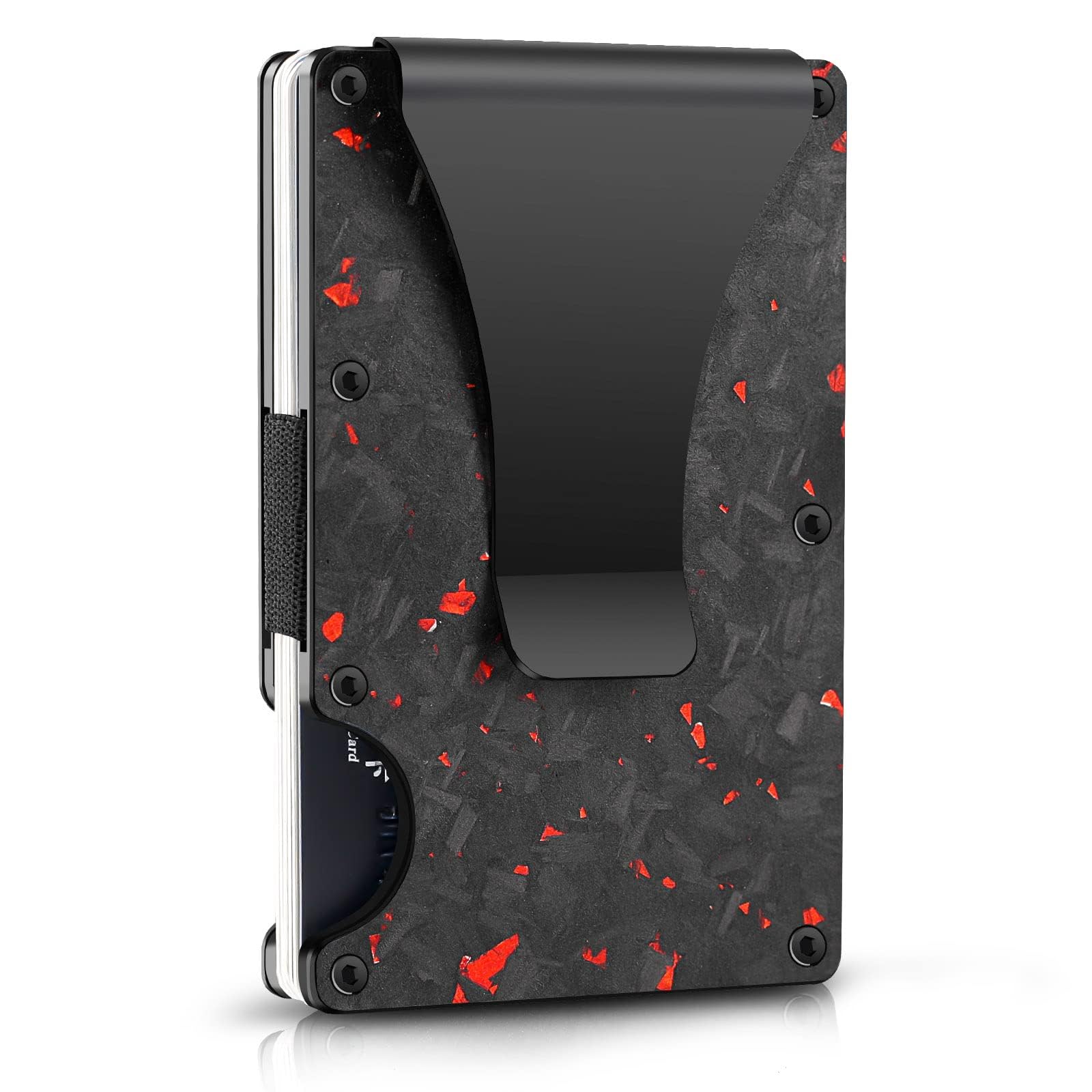 Money Clip for Men, Minimalist Slim Wallet, RFID Blocking for Private Safety, Leather Carbon Fiber Wallet with Gift Box, Aluminum Metal Credit Card Holder, Gifts for Men