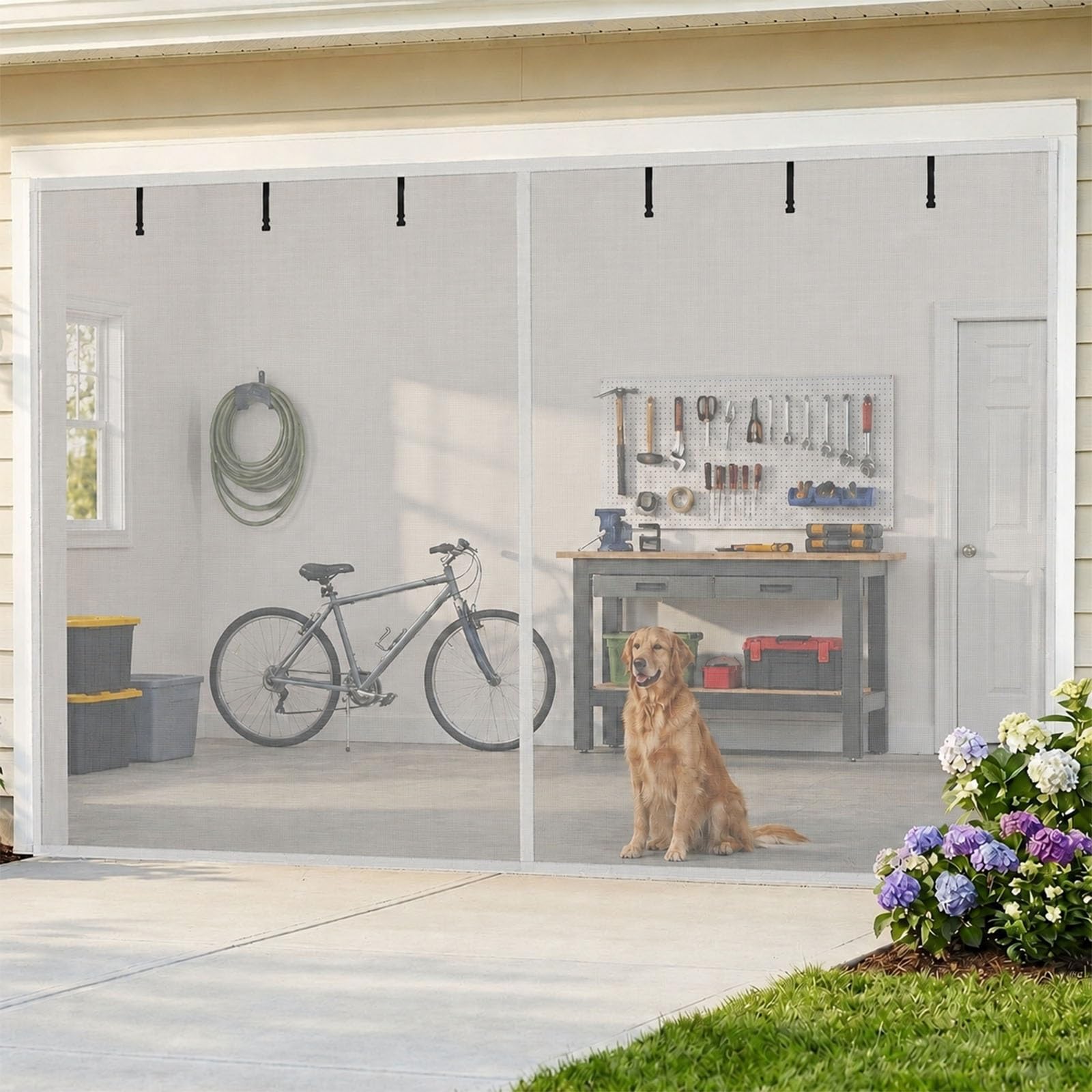 Moustiquaire de garage sans perçage anti mouche blanche 470x270 cm