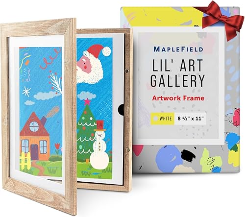 Maplefield Marco de almacenamiento de arte de madera para niños, apertura frontal, marco de exhibición cambiable para niños