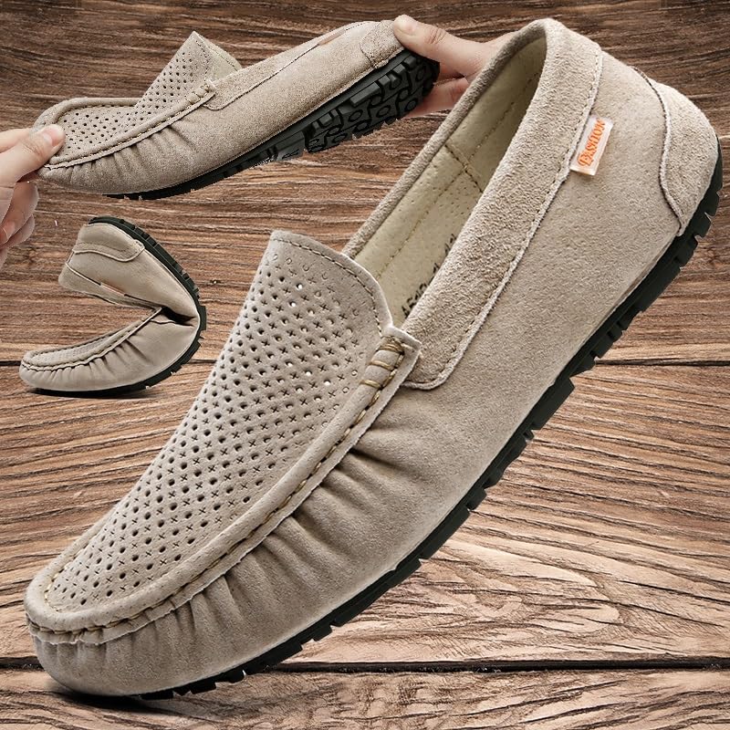 Men's Loafers Shoes Round Toe Breathable Suede Vamp Driving Shoes Anti-Slip Flexible Resistant Party Slip On3