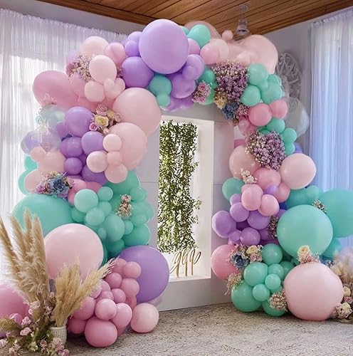 Vista 63 de Guirnalda de globos de color rosa pastel de doble relleno, globos de látex rosa claro, diferentes tamaños, 18/12/5 pulgadas, kit de globos de Rosa