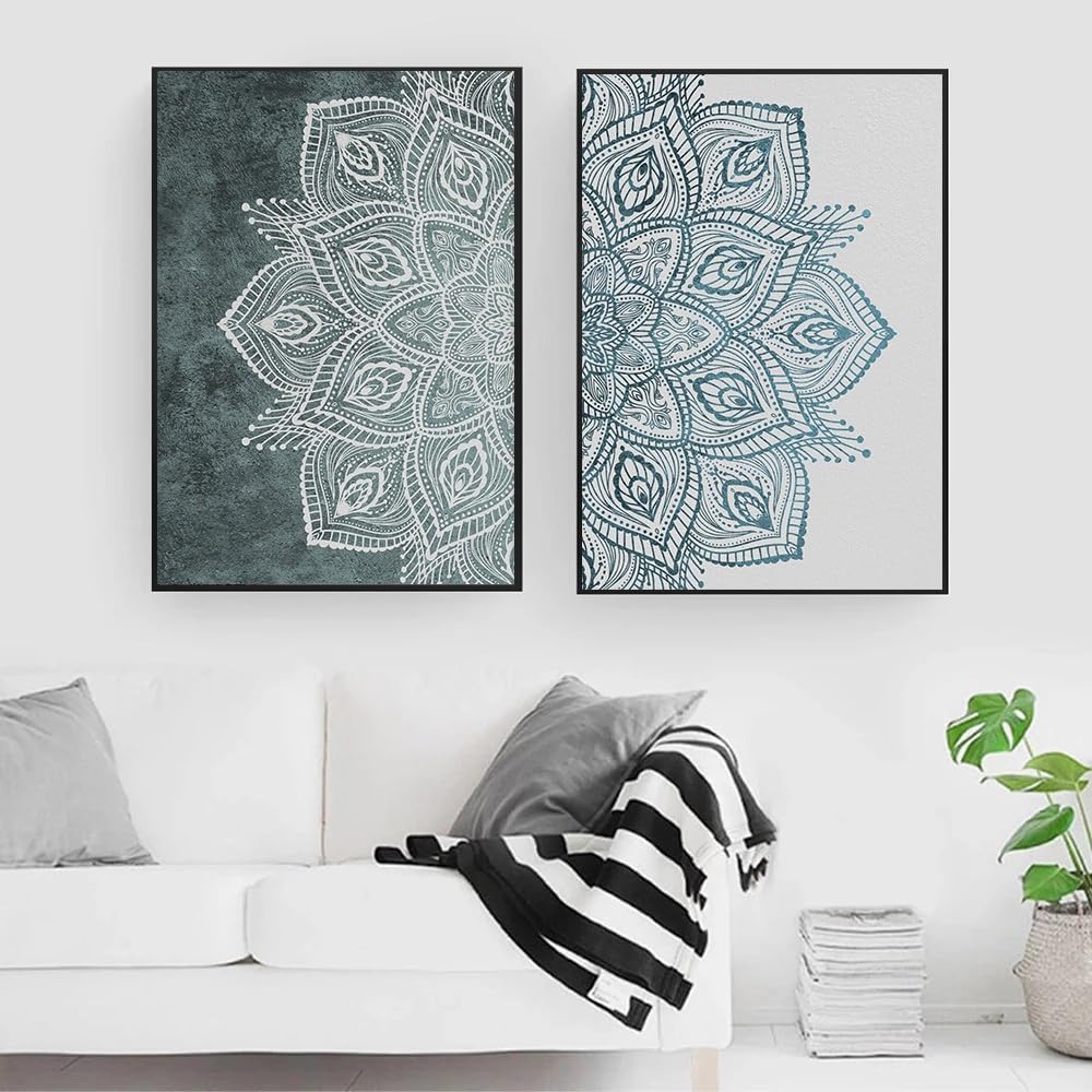 Wuhbcz Multicolored Art Decor,Abstract Mandala Floral Beige Neutral Colors Boho Wall Art Print Canvas Painting Poster Picture Living Bedroom Office Room Home Decor-40 * 50Cm*2Pcs (No Frame)