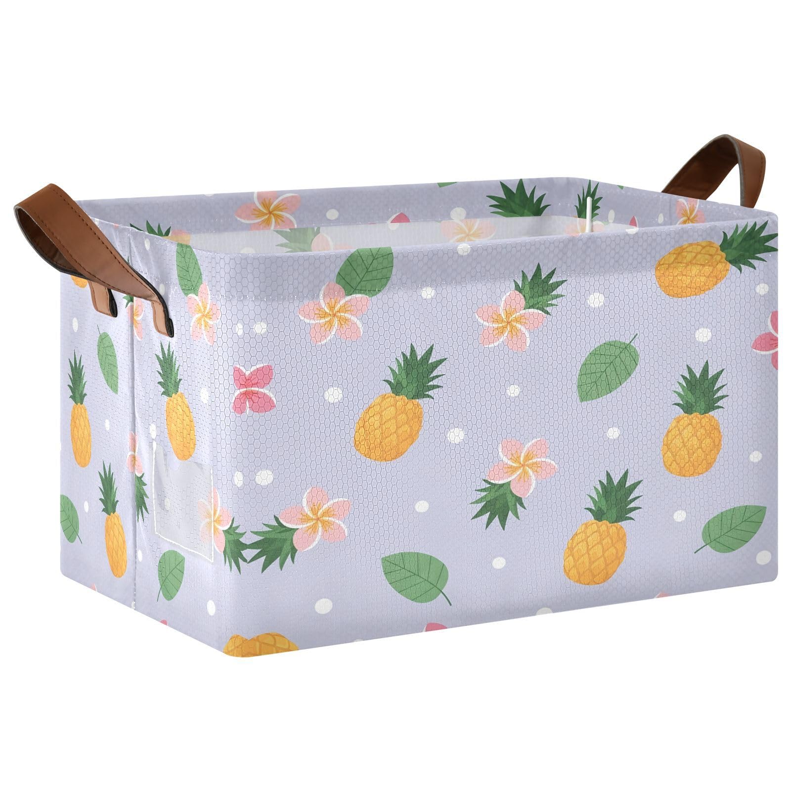 Cgiub Pineapple Storage Basket Waterproof Foldable Storage Bin Baby Laundry Basket Closet Organiser for Nursery Decor Home Organizing