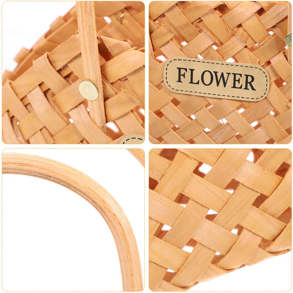 Ciieeo Handheld Rattan Flower Basket with Handle 9.44X9.05X4.72 Inch Woven Decorative Storage Basket for Home Decor Party Supplies
