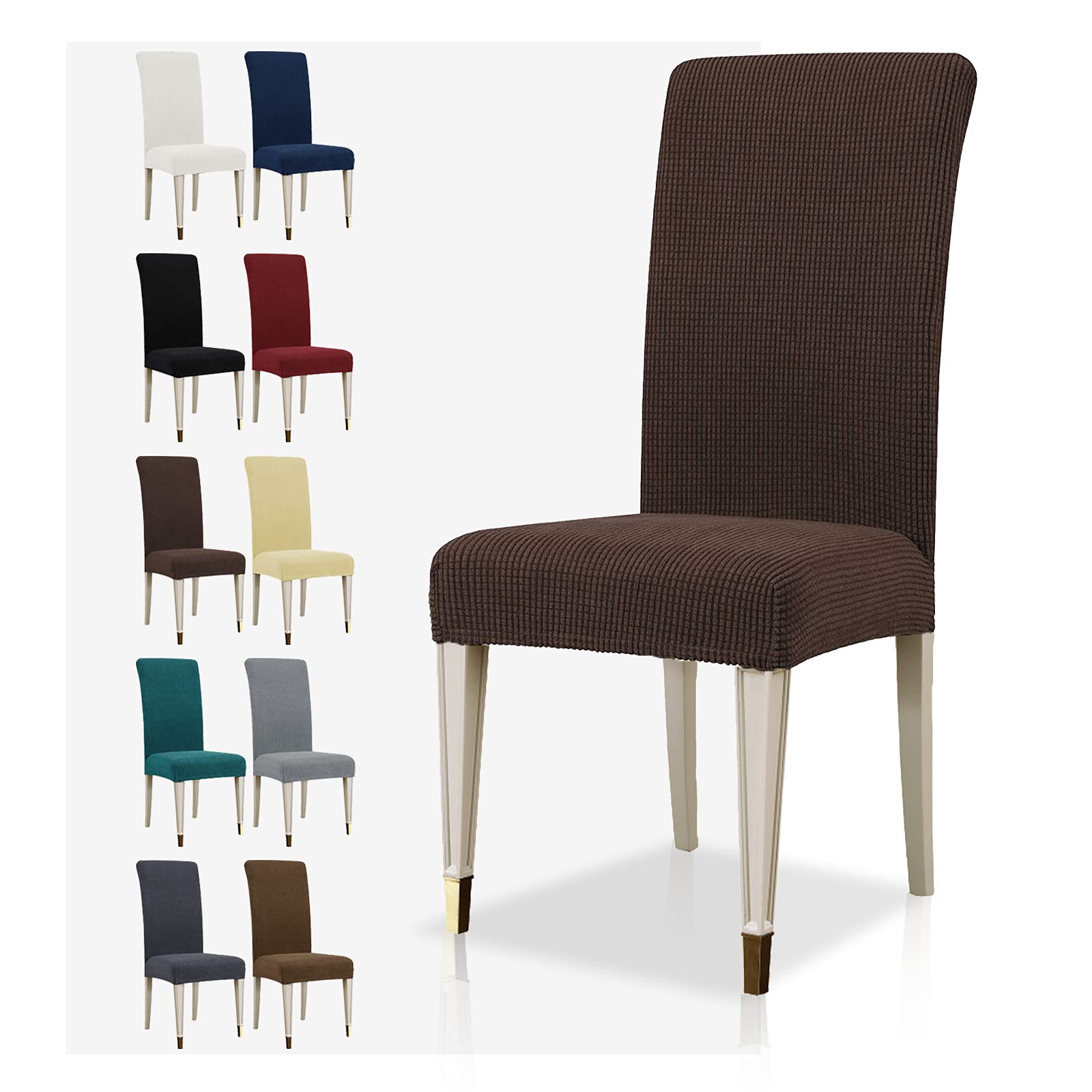 MAXIJIN Super Stretch Dining Room Chair Cover Jacquard Spandex Dining Parsons Chair Slipcover Removable Chair Protector Covers for Dining Room,Hotel,Kitchen,Ceremony (Coffee